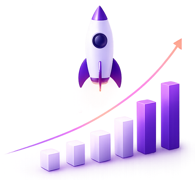 Rocket and growth chart illustration